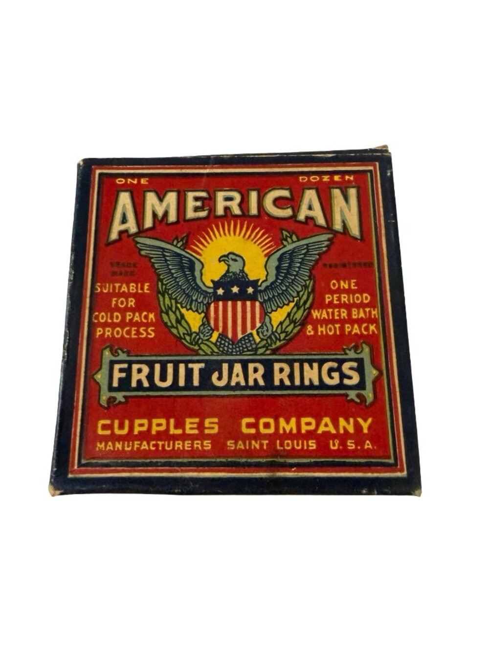 Vintage American Fruit Jar Rings Box with 1 Dozen Original Red Rubber Canning Ri - Picture 1 of 5